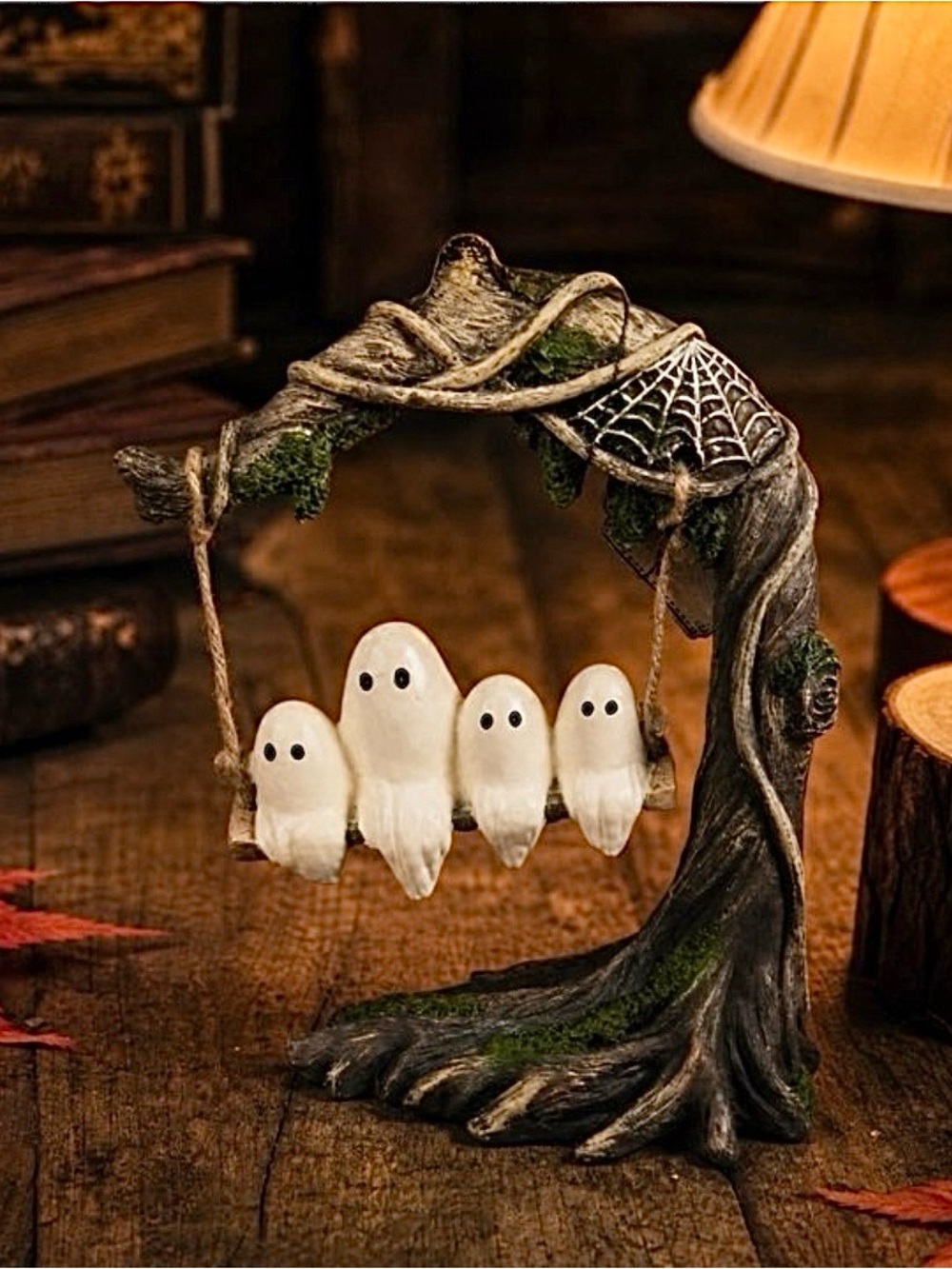 🆕- Sweet Street- Halloween Ghosts on a Tree Swing Tabletop Decor